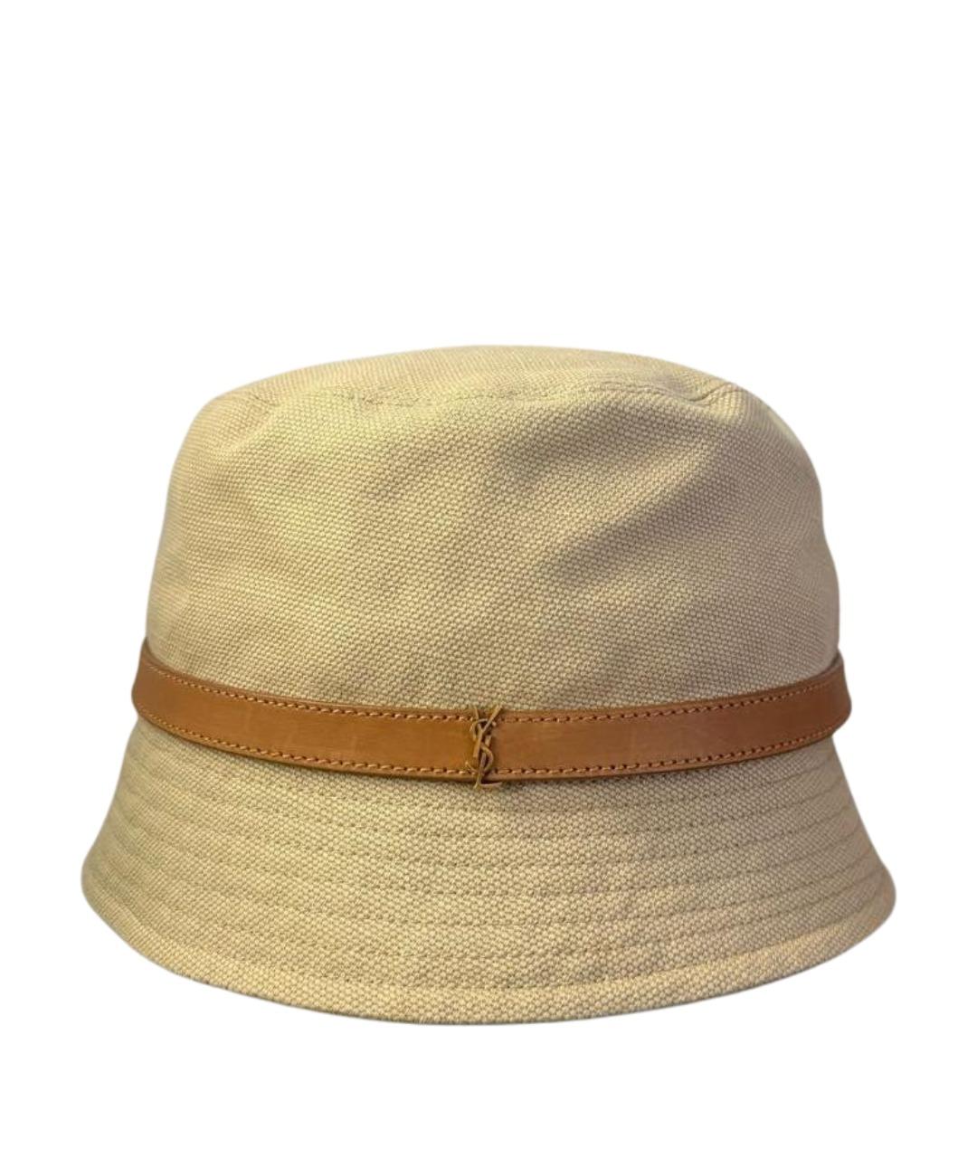 SAINT LAURENT Бежевая хлопковая шляпа, фото 1