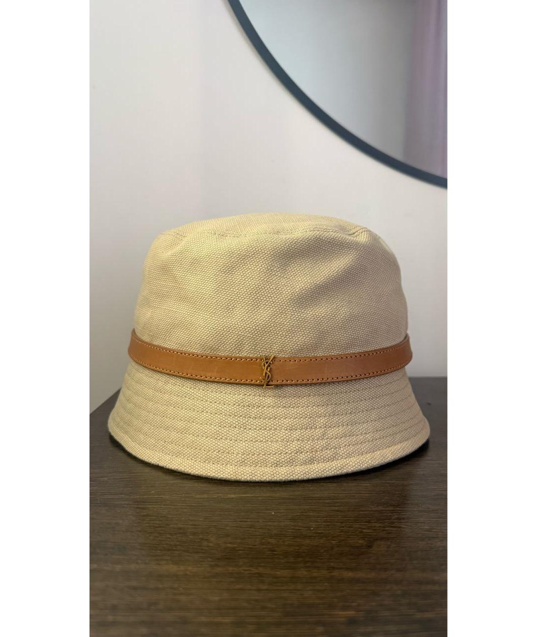 SAINT LAURENT Бежевая хлопковая шляпа, фото 5