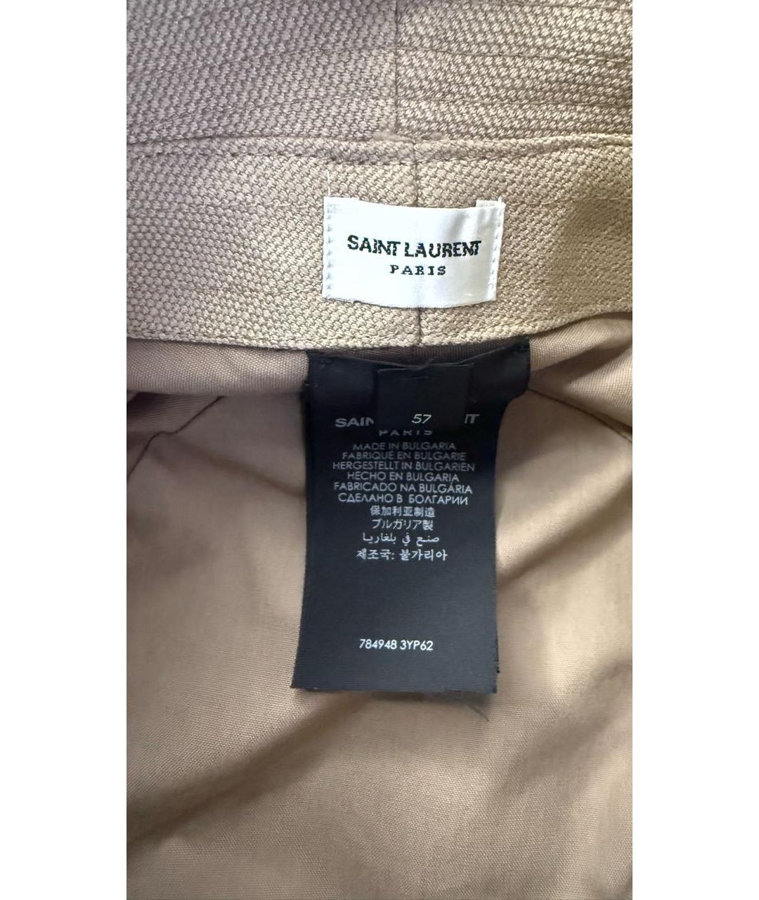 SAINT LAURENT Бежевая хлопковая шляпа, фото 4