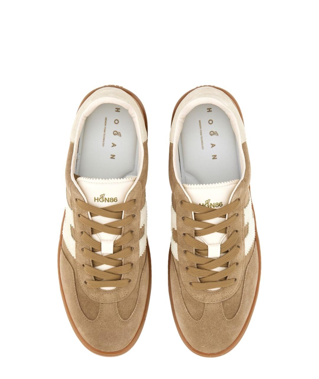 HOGAN Коричневые кожаные низкие кроссовки / кеды, фото 2