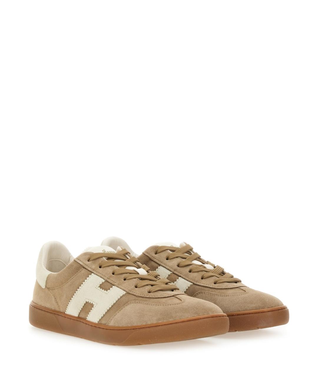 HOGAN Коричневые кожаные низкие кроссовки / кеды, фото 3