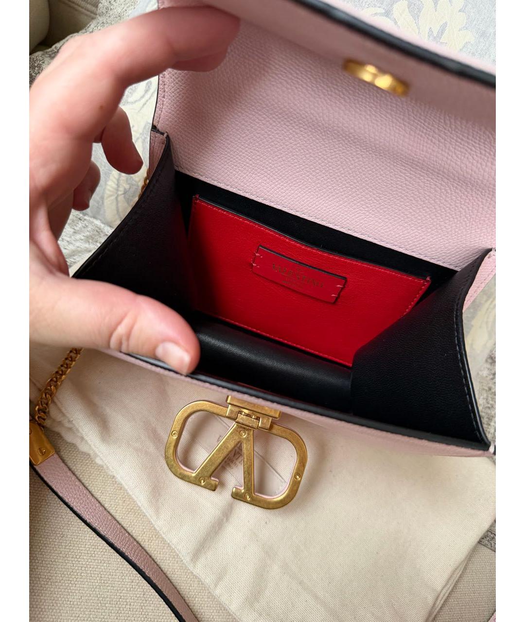 VALENTINO Розовая кожаная сумка через плечо, фото 6
