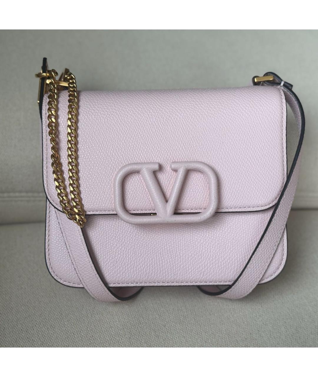 VALENTINO Розовая кожаная сумка через плечо, фото 9