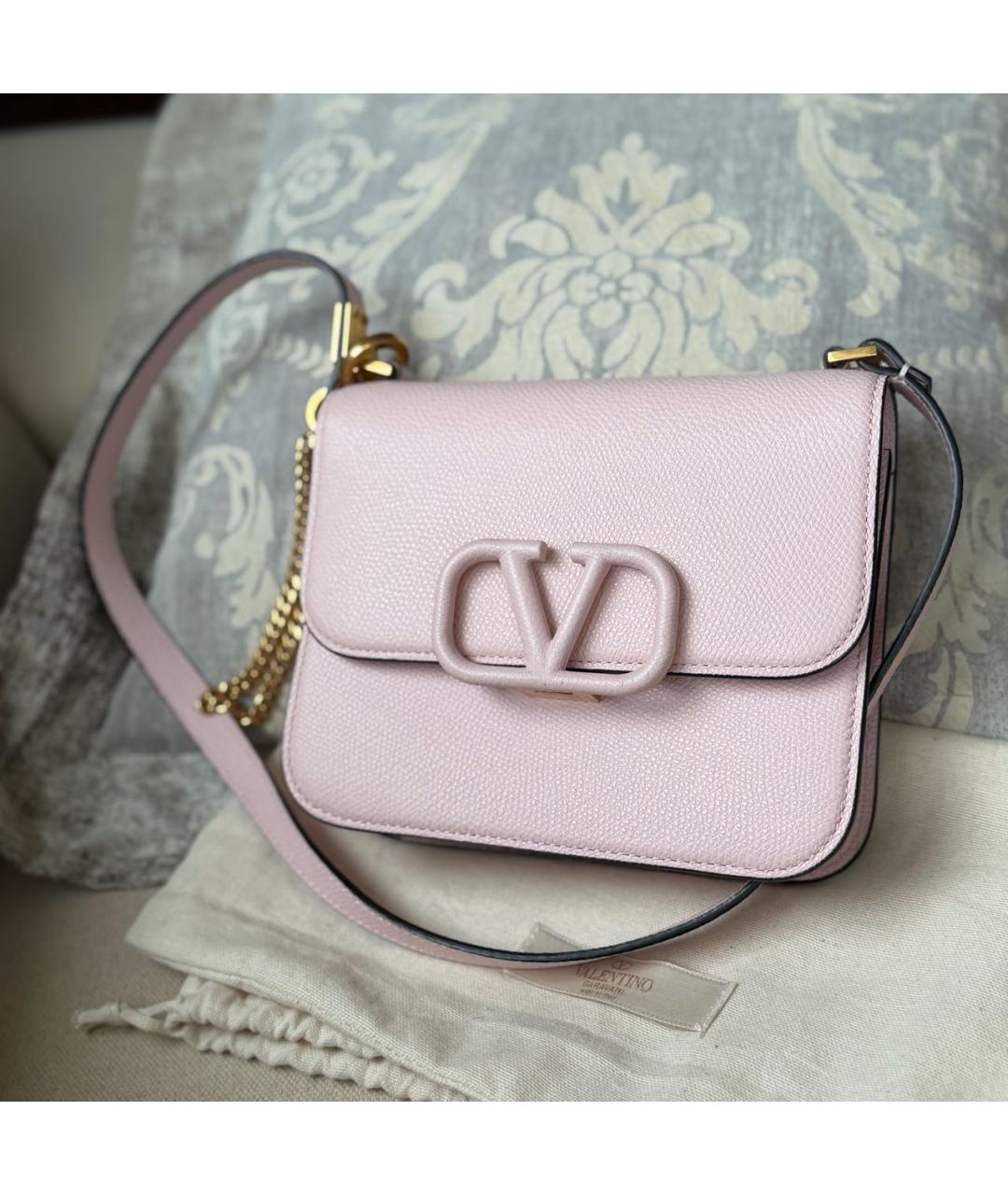 VALENTINO Розовая кожаная сумка через плечо, фото 2