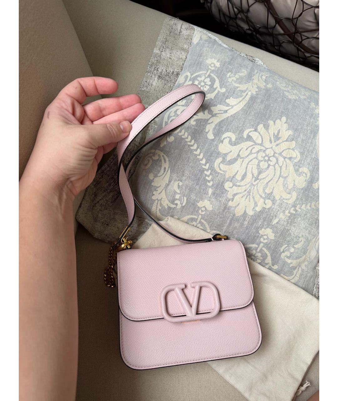 VALENTINO Розовая кожаная сумка через плечо, фото 8