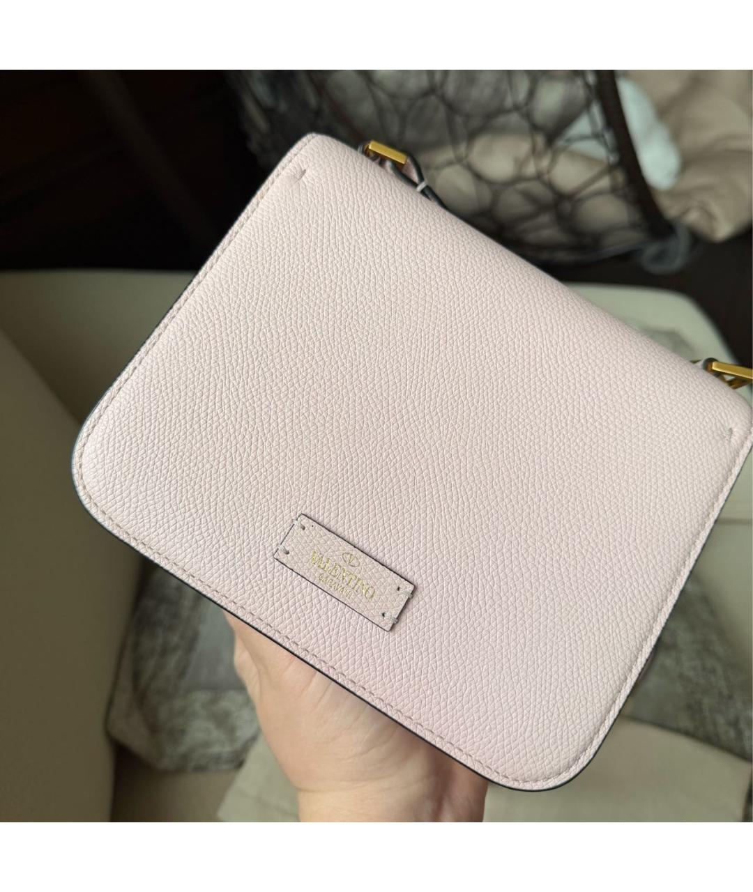 VALENTINO Розовая кожаная сумка через плечо, фото 3