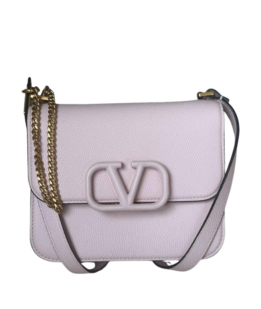 VALENTINO Розовая кожаная сумка через плечо, фото 1