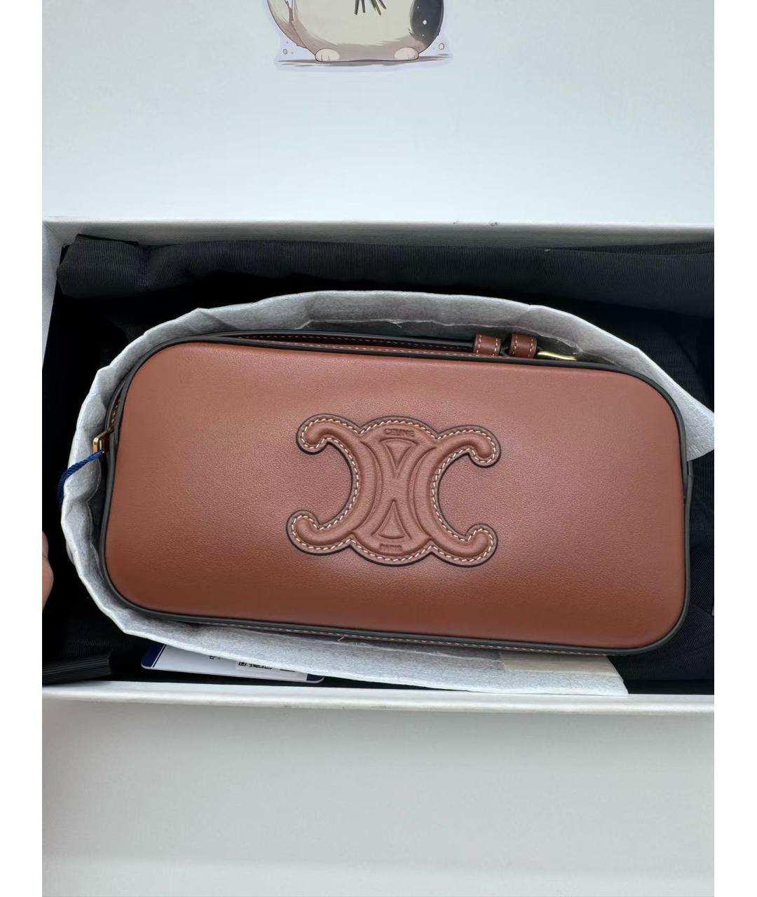 CELINE Коричневая кожаная сумка через плечо, фото 2