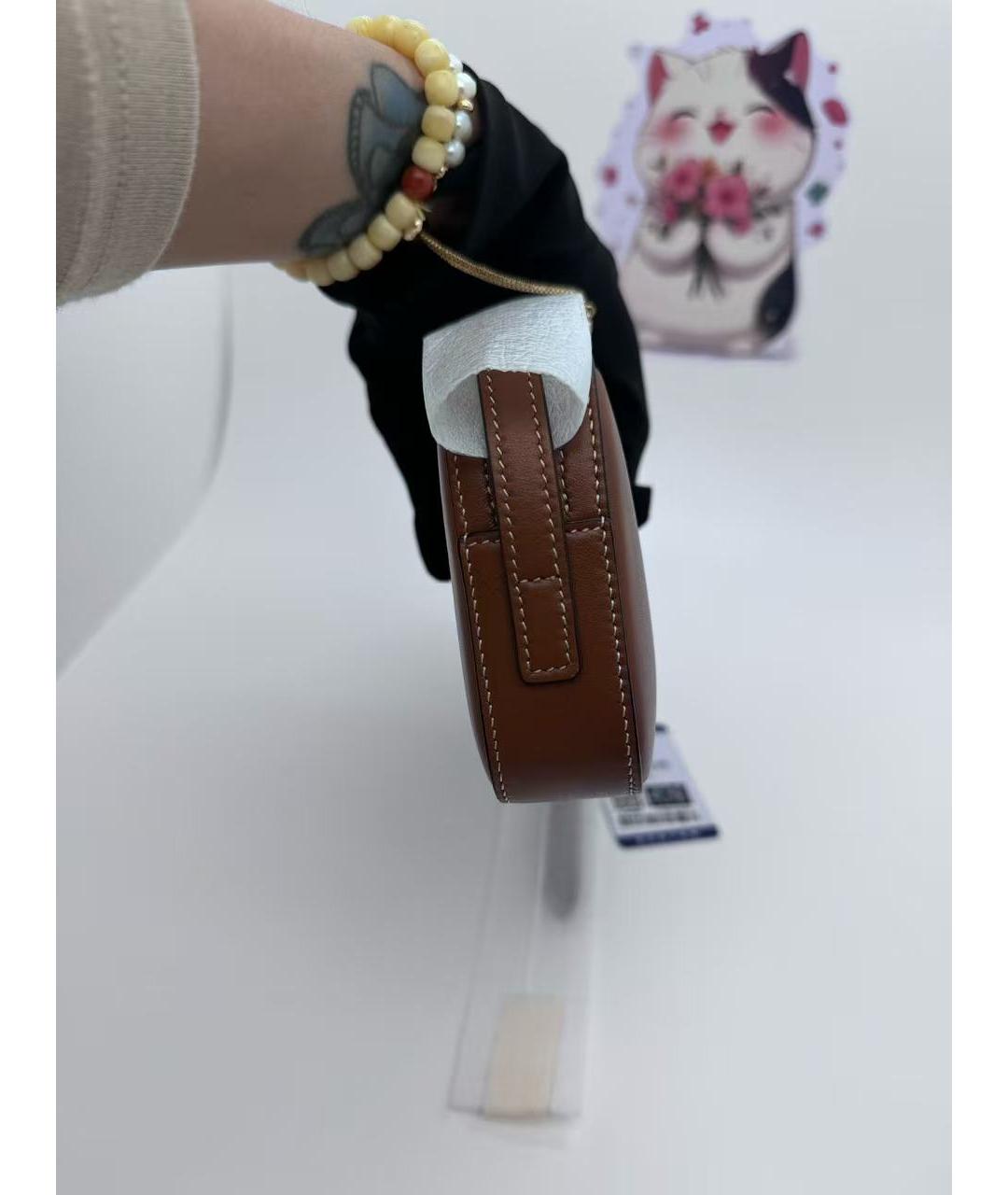 CELINE Коричневая кожаная сумка через плечо, фото 4