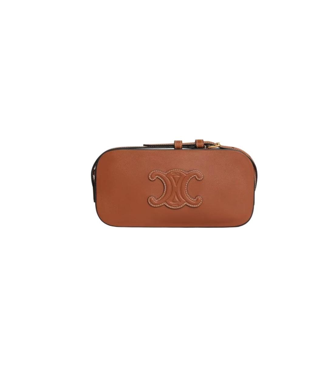 CELINE Коричневая кожаная сумка через плечо, фото 7