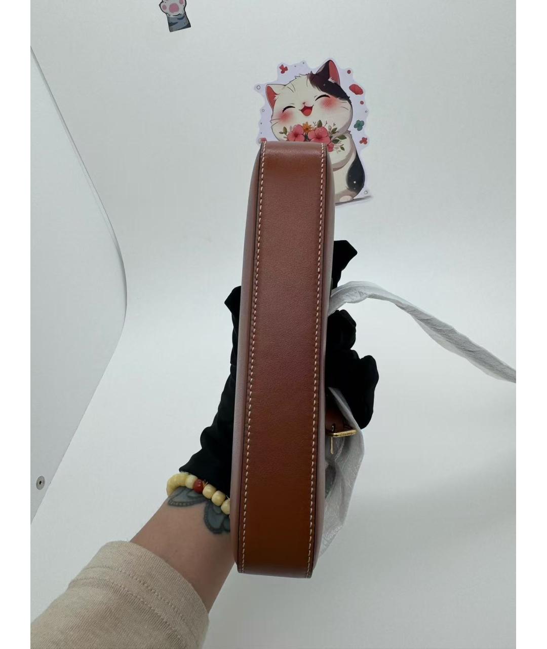 CELINE Коричневая кожаная сумка через плечо, фото 5