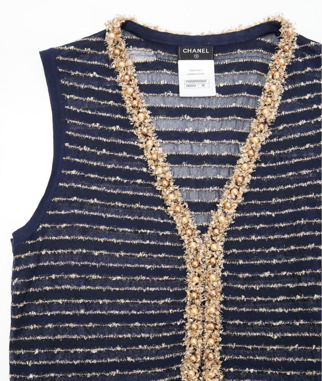 CHANEL Синий полиэстеровый кардиган, фото 3