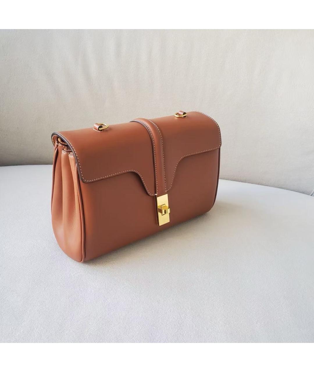 CELINE Коричневая кожаная сумка через плечо, фото 3