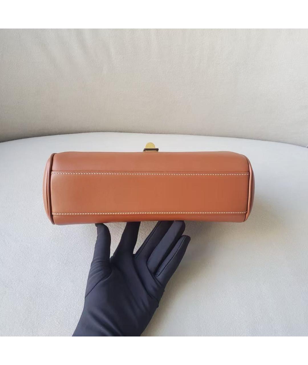 CELINE Коричневая кожаная сумка через плечо, фото 5