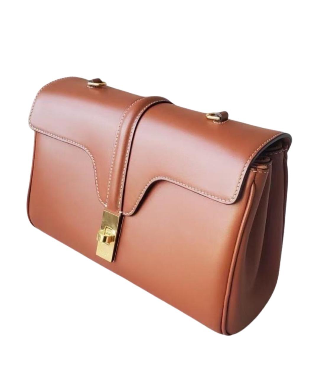 CELINE Коричневая кожаная сумка через плечо, фото 2