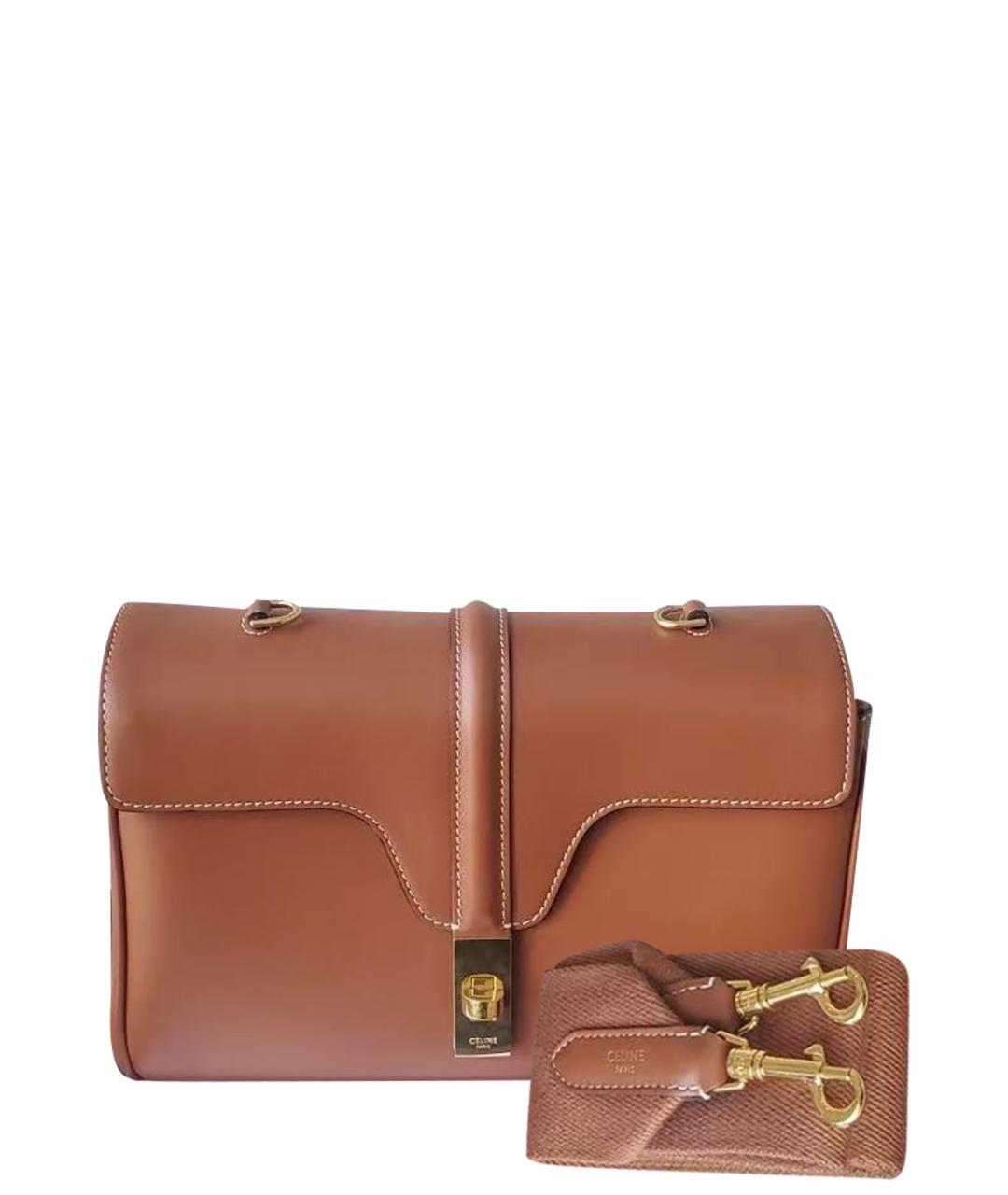 CELINE Коричневая кожаная сумка через плечо, фото 1