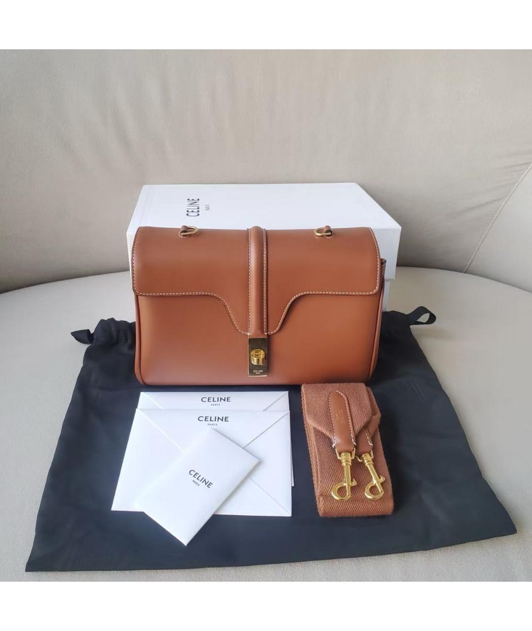 CELINE Коричневая кожаная сумка через плечо, фото 7