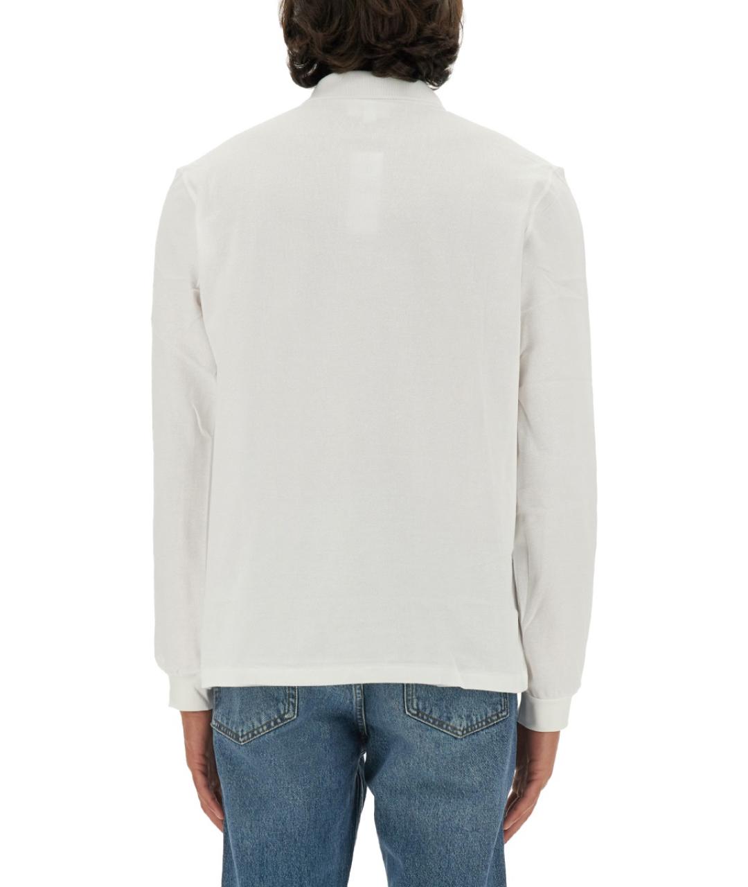 LACOSTE Белое хлопковое поло с длинным рукавом, фото 4