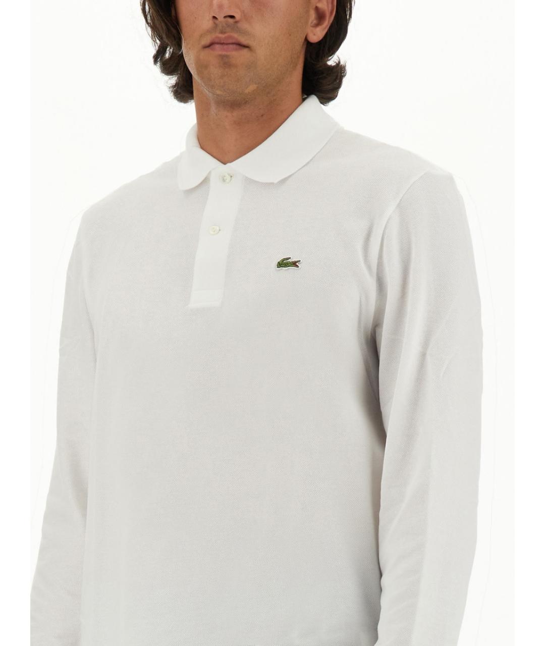 LACOSTE Белое хлопковое поло с длинным рукавом, фото 5