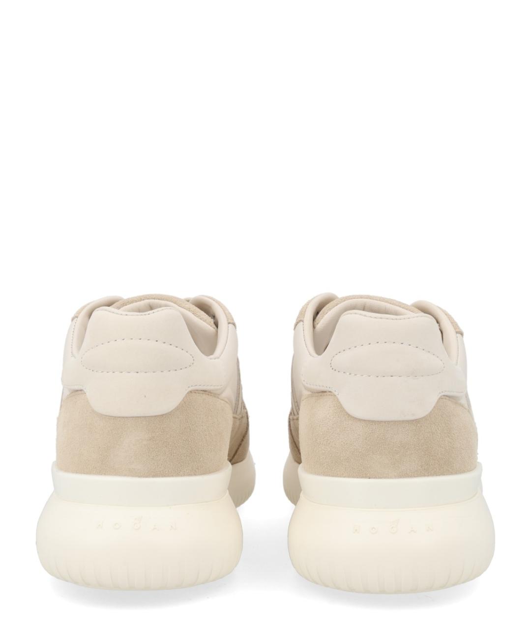 HOGAN Бежевые кожаные низкие кроссовки / кеды, фото 3