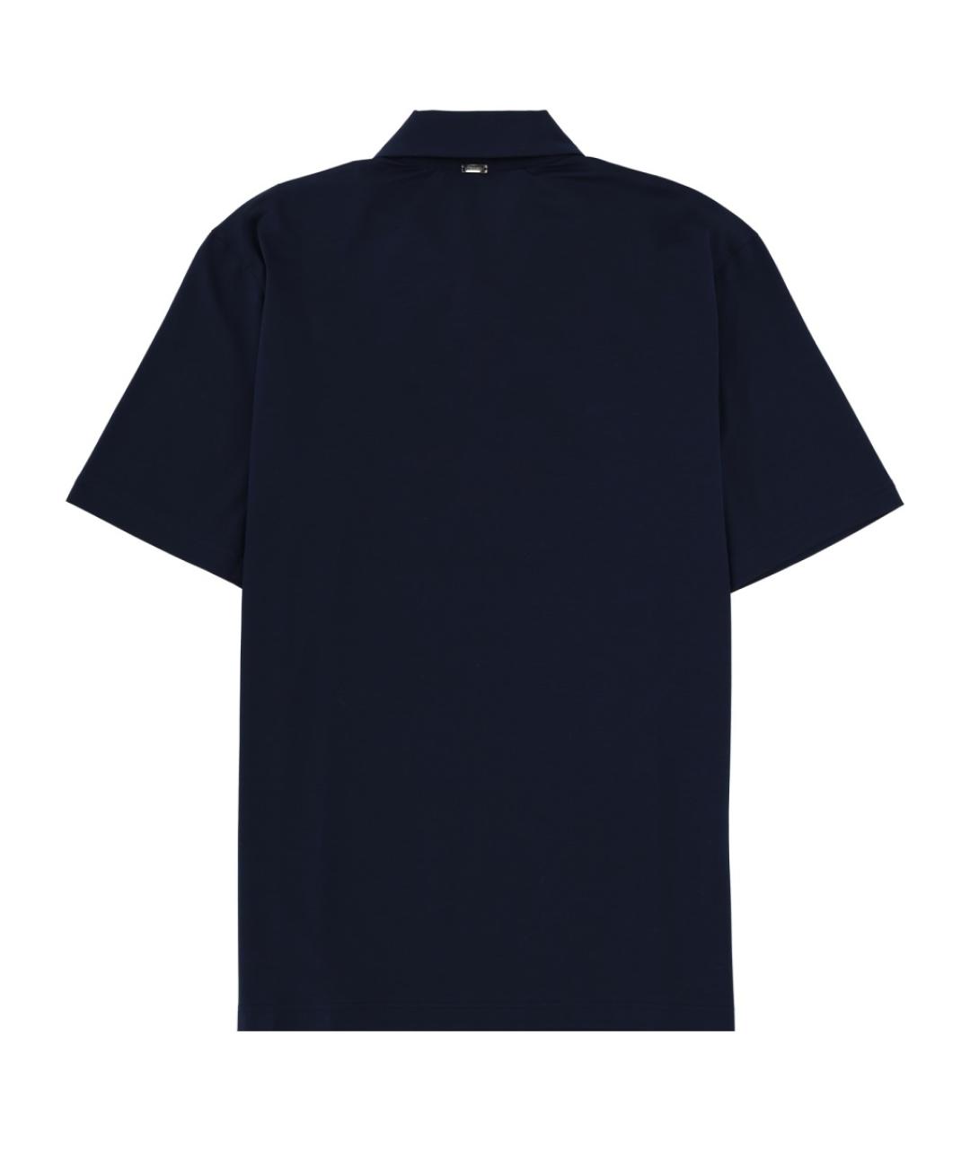 HERNO Темно-синее хлопковое поло с коротким рукавом, фото 2