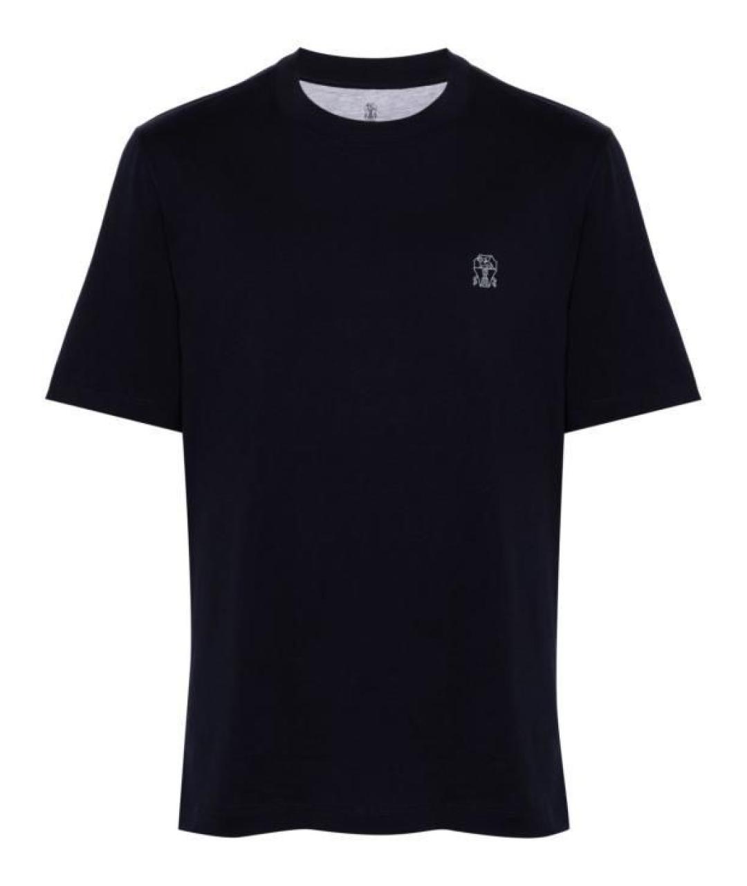 BRUNELLO CUCINELLI Синяя хлопковая футболка, фото 1