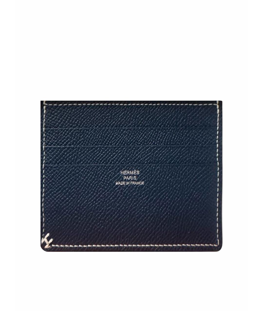 HERMES Темно-синий кожаный кардхолдер, фото 3