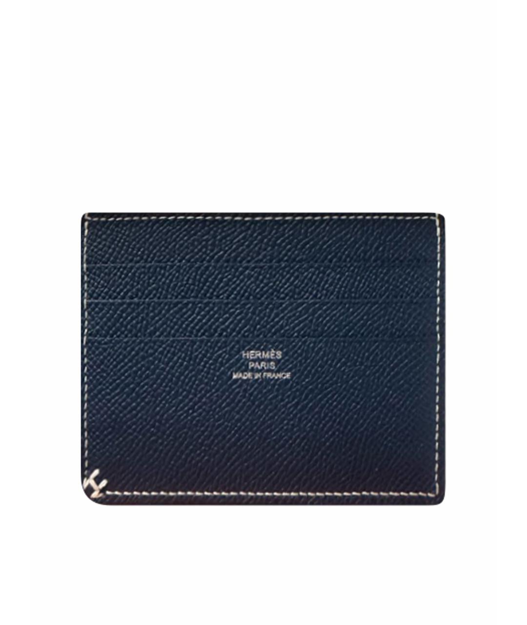 HERMES Темно-синий кожаный кардхолдер, фото 1