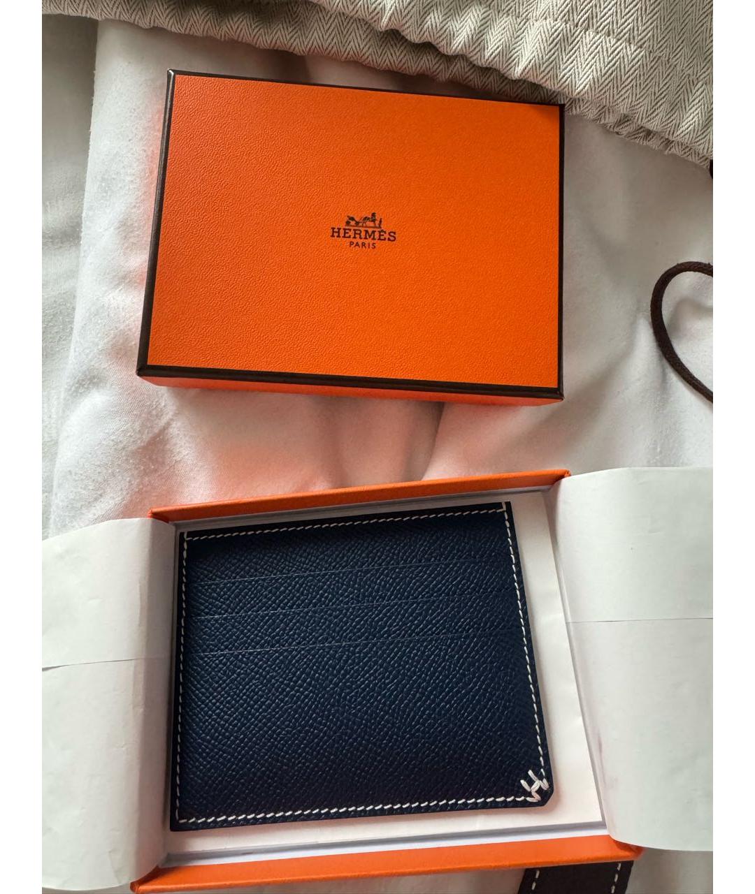 HERMES Темно-синий кожаный кардхолдер, фото 2
