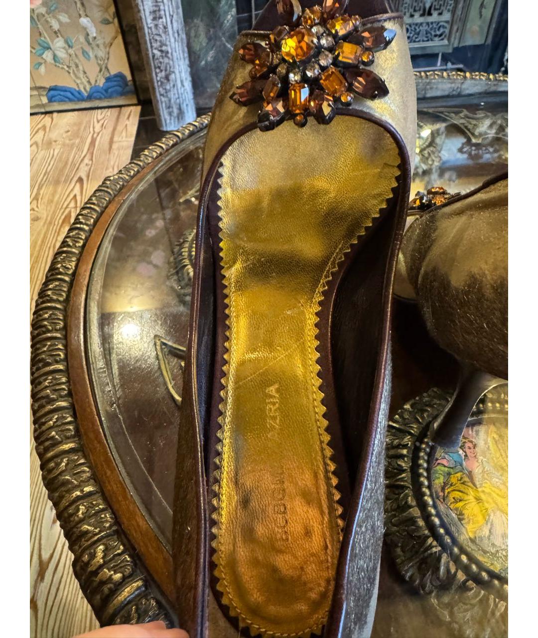 BCBG MAXAZRIA Золотые туфли из экзотической кожи, фото 4