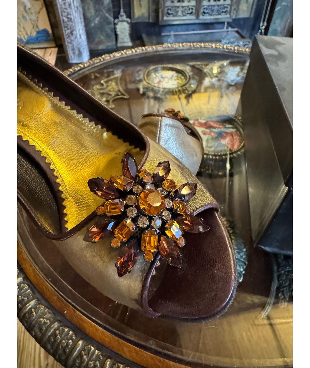 BCBG MAXAZRIA Золотые туфли из экзотической кожи, фото 5