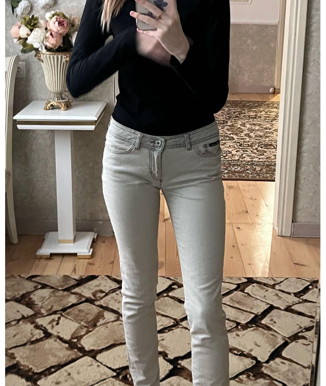 DOLCE&GABBANA Голубые хлопковые джинсы слим, фото 5