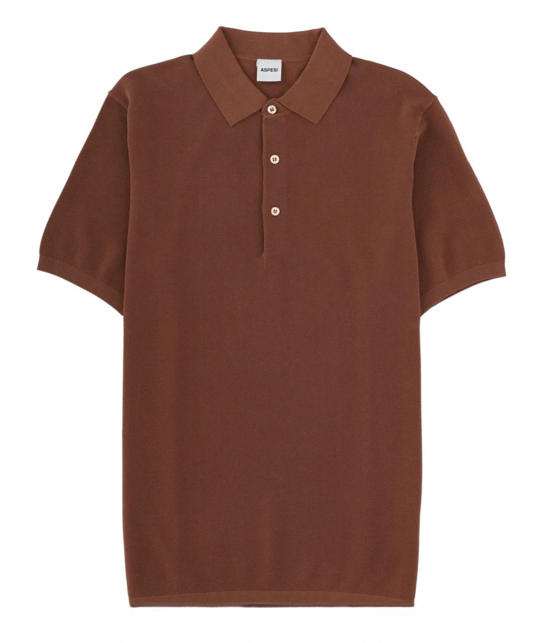 ASPESI Коричневое хлопковое поло с коротким рукавом, фото 1