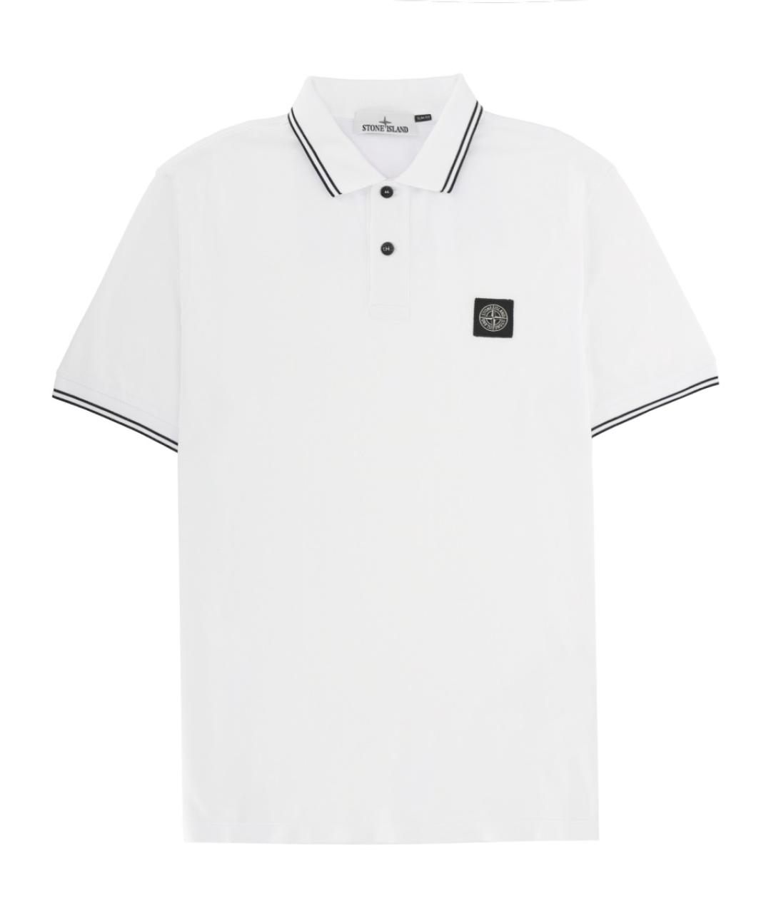 STONE ISLAND Белое хлопковое поло с коротким рукавом, фото 1