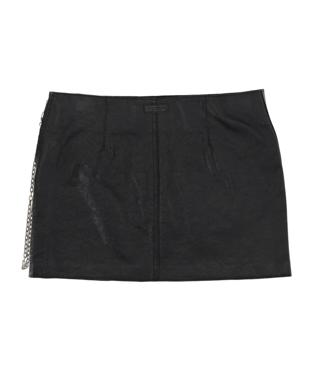 ALEXANDER WANG Черная кожаная юбка мини, фото 2