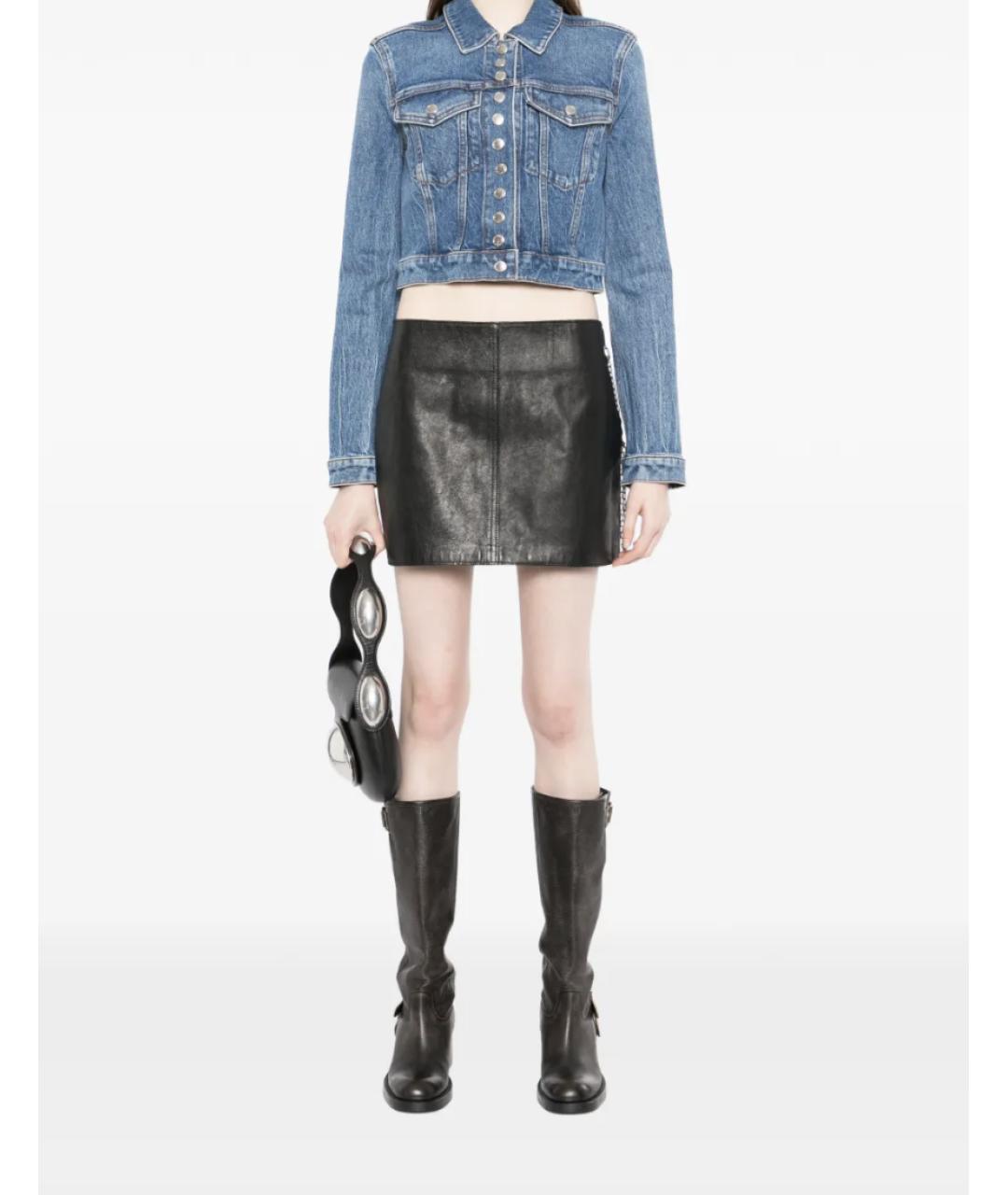 ALEXANDER WANG Черная кожаная юбка мини, фото 3