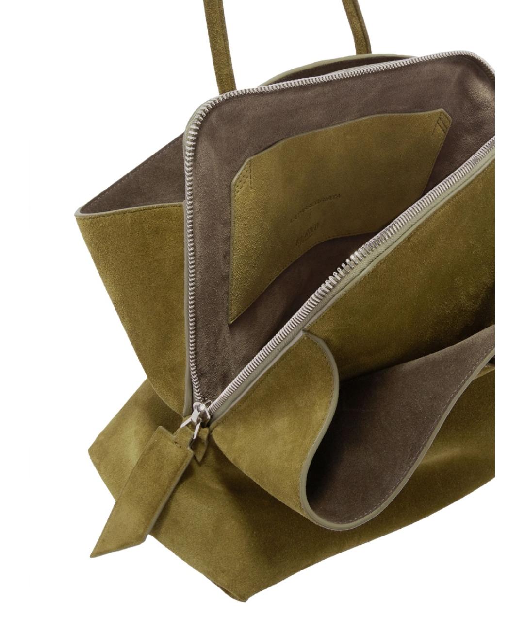 THE ATTICO Зеленая замшевая сумка тоут, фото 3