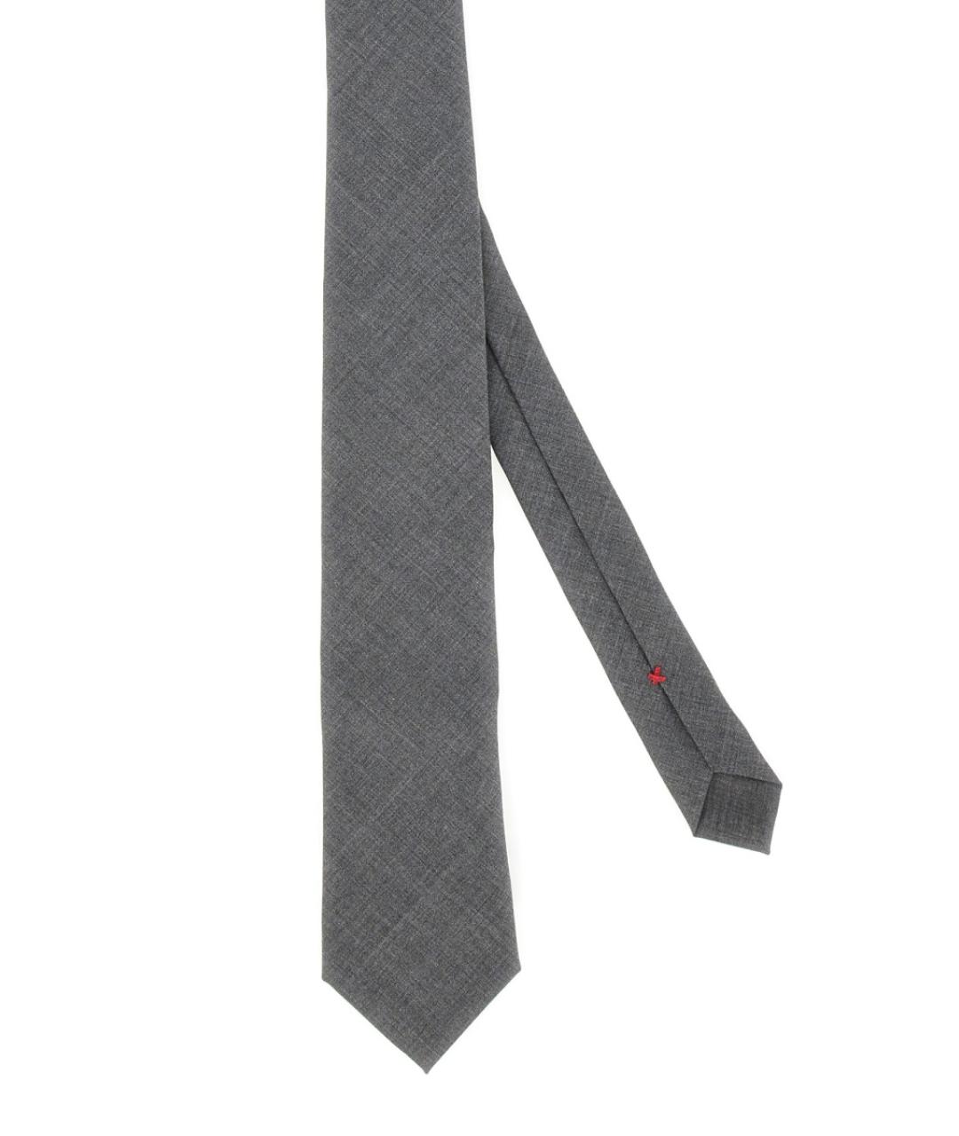BRUNELLO CUCINELLI Серый шерстяной галстук, фото 2