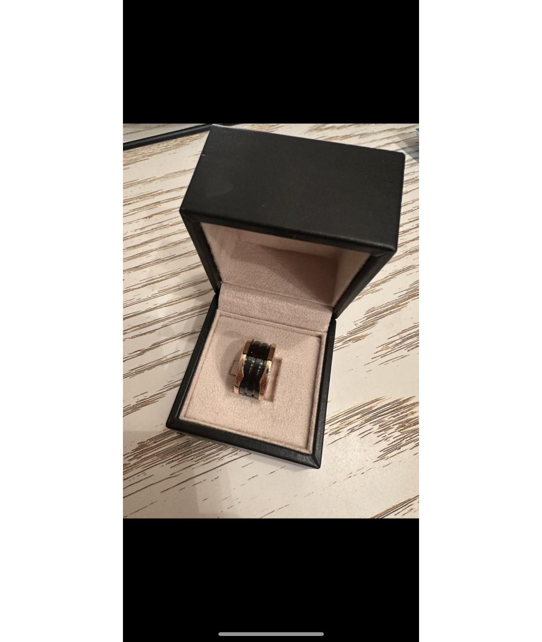 BVLGARI Черное кольцо из розового золота, фото 5