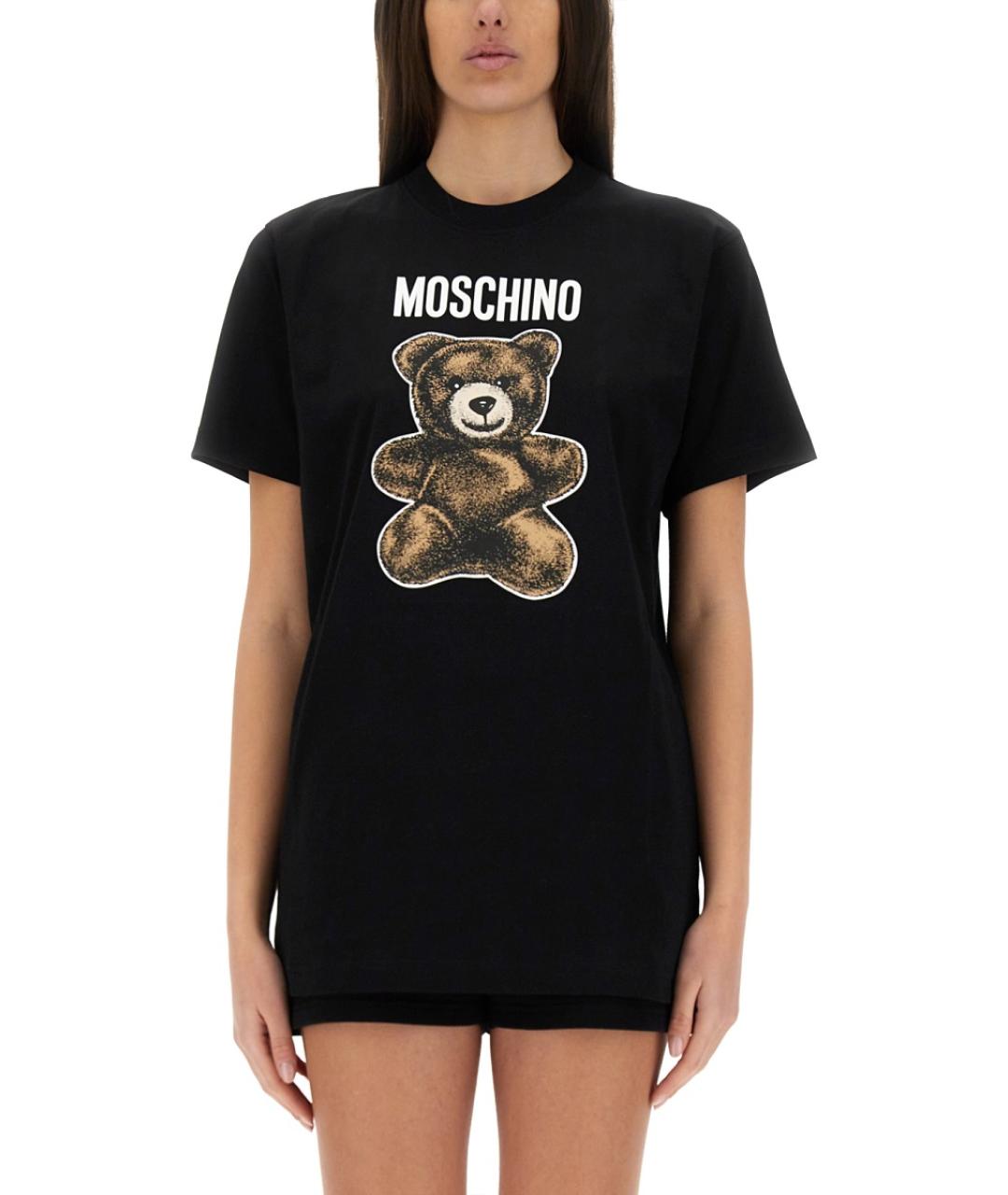MOSCHINO Черная хлопковая футболка, фото 2