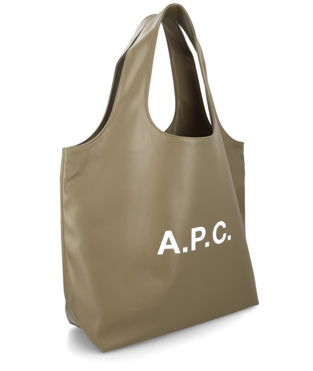 A.P.C. Хаки сумка тоут из искусственной кожи, фото 3