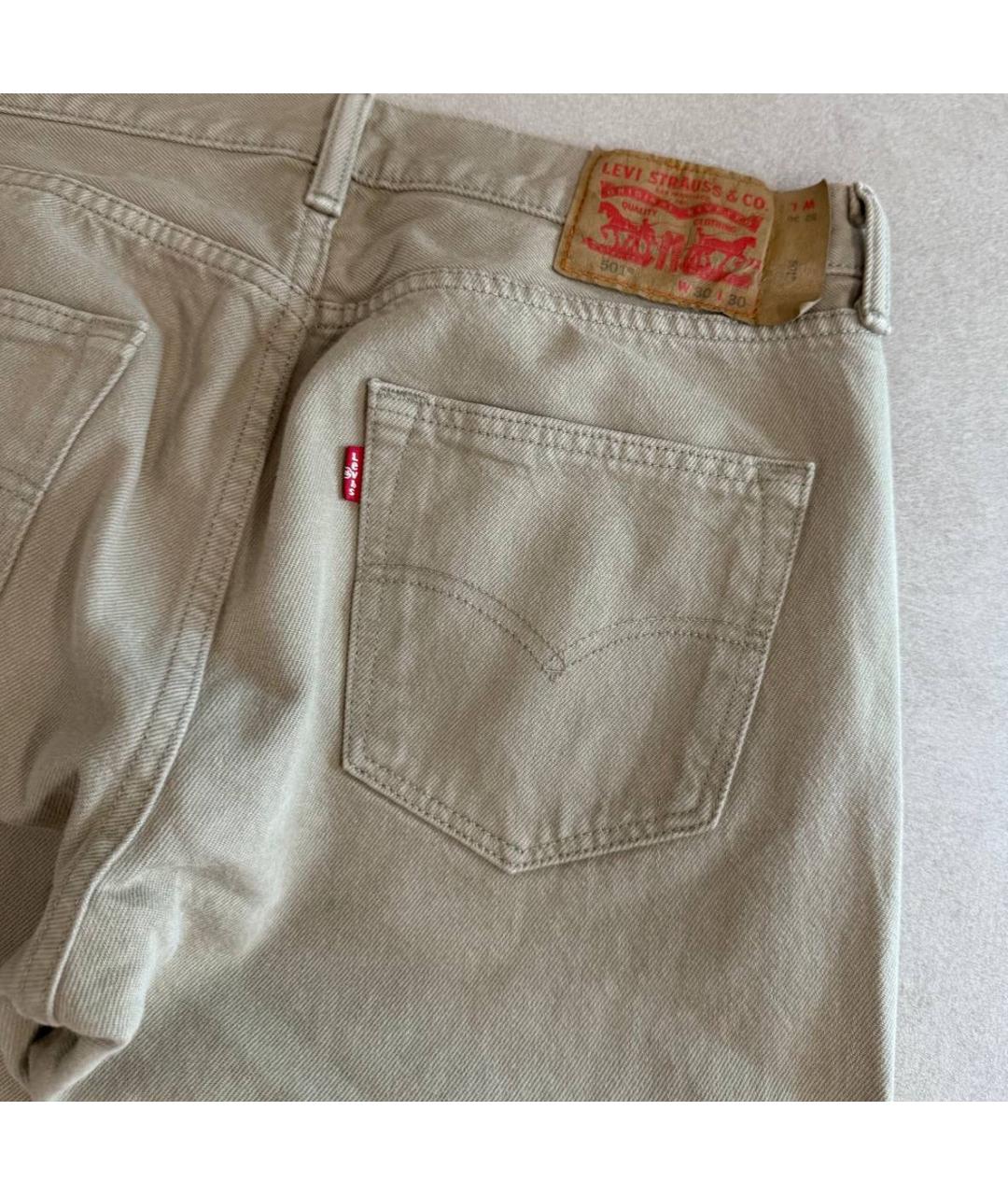 LEVI'S Бежевые хлопковые прямые джинсы, фото 4