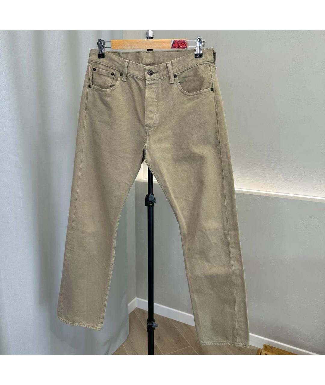 LEVI'S Бежевые хлопковые прямые джинсы, фото 9