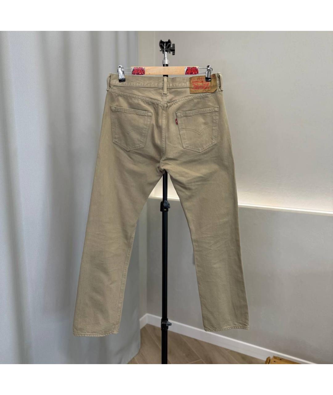 LEVI'S Бежевые хлопковые прямые джинсы, фото 2