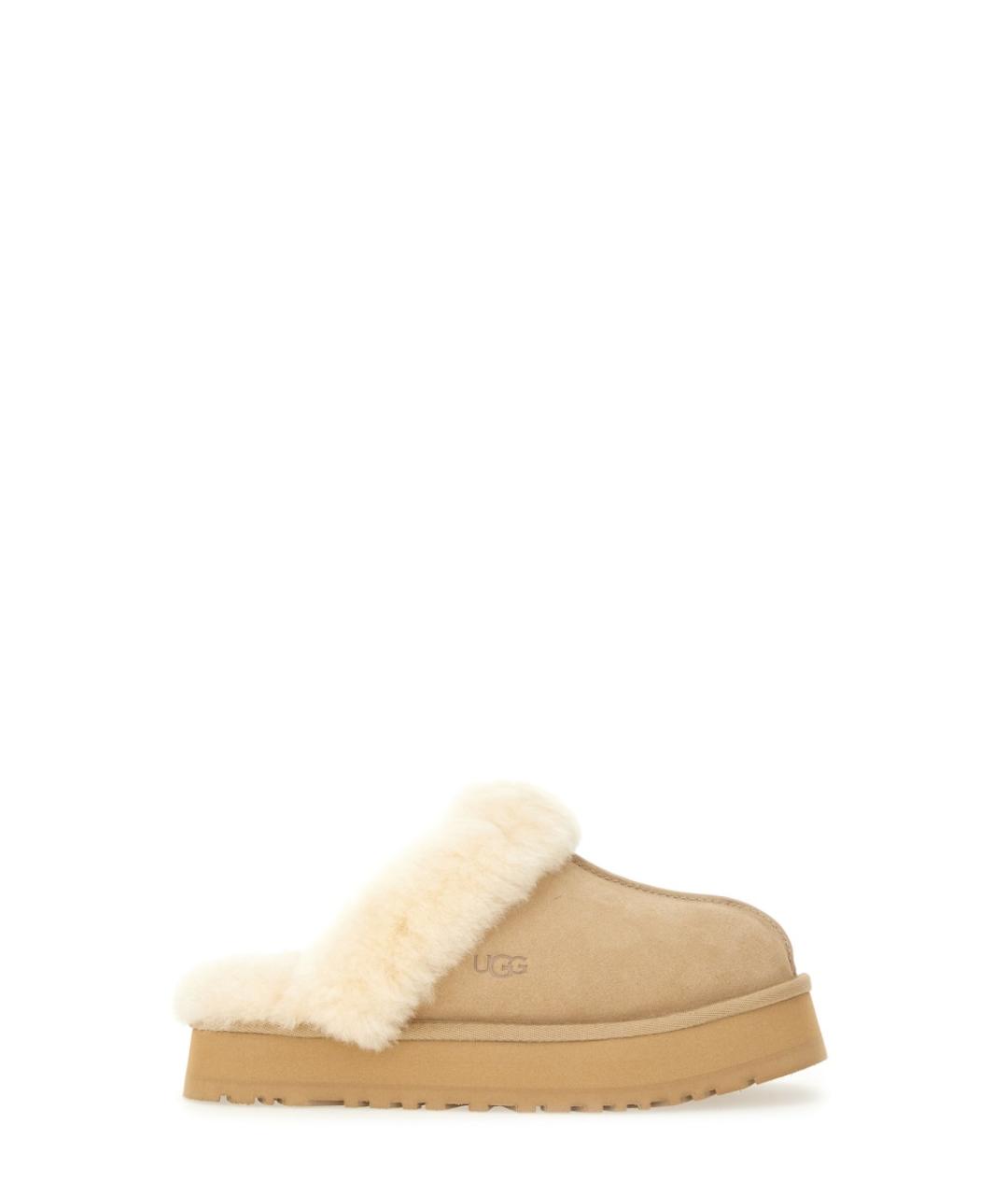 UGG AUSTRALIA Бежевые кожаные мюли, фото 1