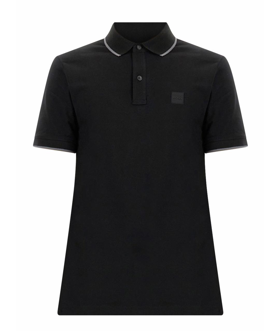 HUGO BOSS Черное хлопковое поло с коротким рукавом, фото 1