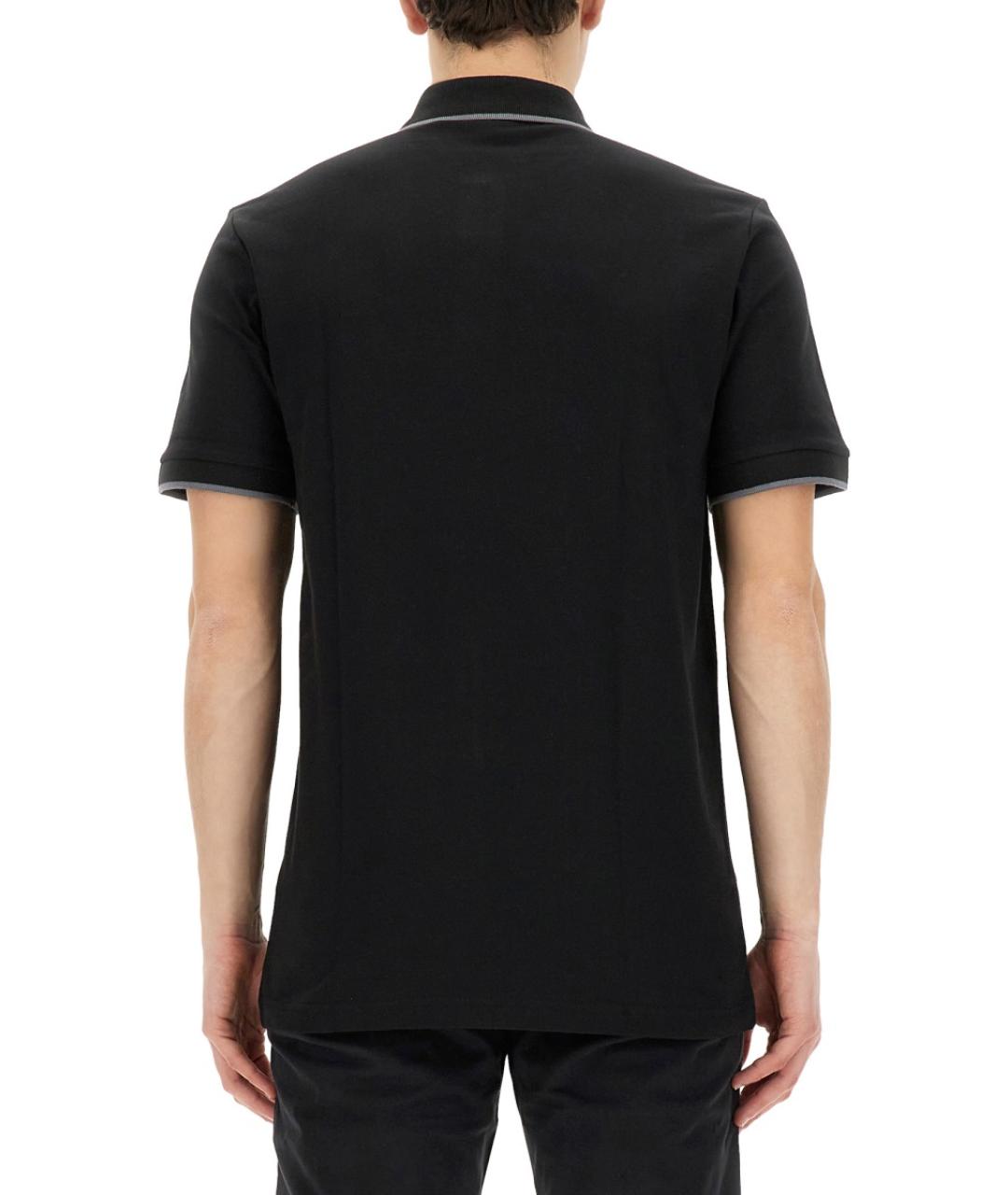 HUGO BOSS Черное хлопковое поло с коротким рукавом, фото 3