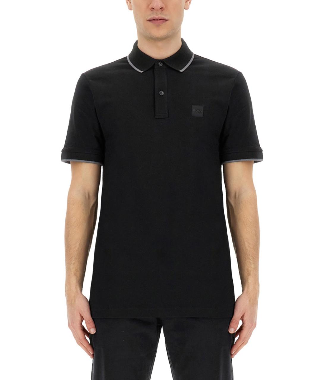 HUGO BOSS Черное хлопковое поло с коротким рукавом, фото 5