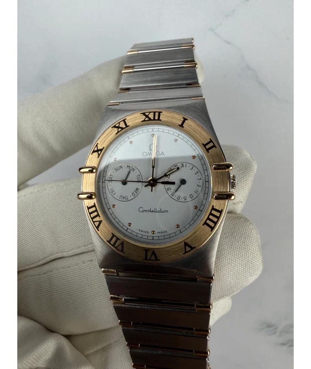 OMEGA Белые часы из желтого золота, фото 4