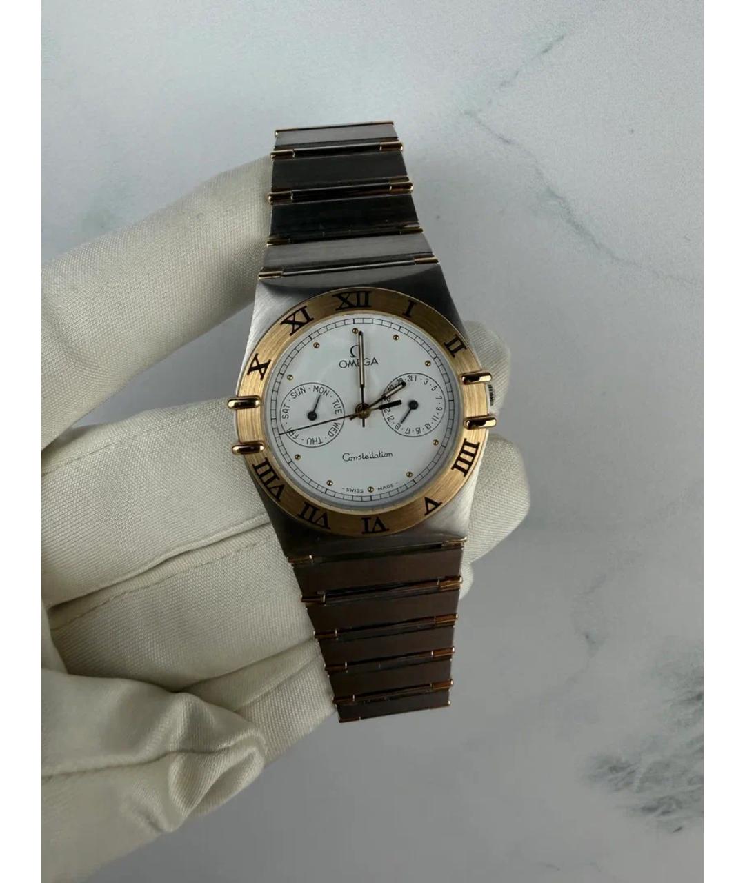 OMEGA Белые часы из желтого золота, фото 2